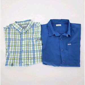 Columbia PFG Men Shirt Large Omni-Shade Fishing UPF Lot 2 Breathable Lightweight